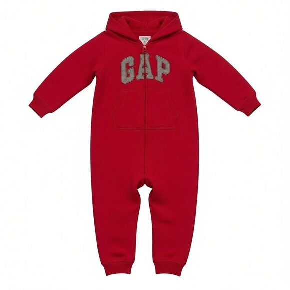 Baby Gap Red Hooded Bear Ears One-Piece Suit 18-24 Months Cotton Blend - Picture 1 of 7
